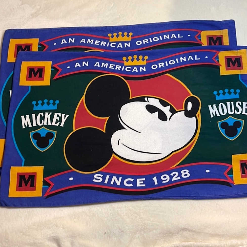 Vintage 90s Mickey Mouse Flannel Pillowcases